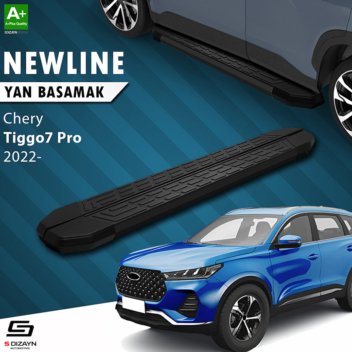 S-Dizayn Chery Tiggo7 Pro NewLine Siyah Yan Basamak 183 Cm 2022 Üzeri A+ Kalite