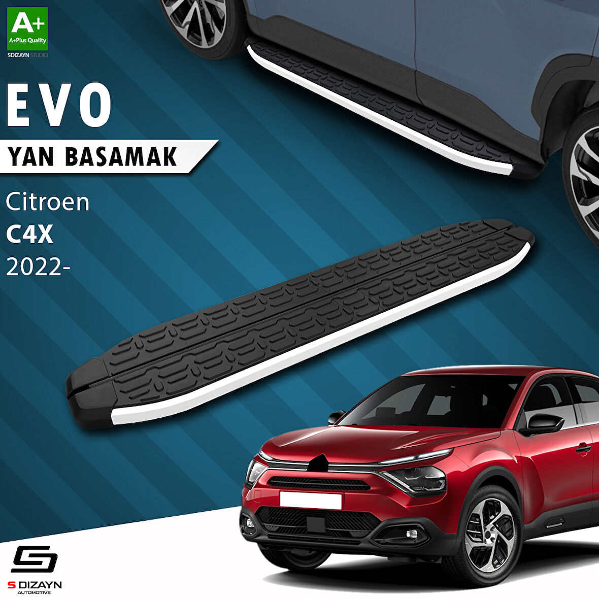 S-Dizayn Citroen C4 X Evo Aluminyum Yan Basamak 183 Cm 2022 Üzeri A+ Kalite