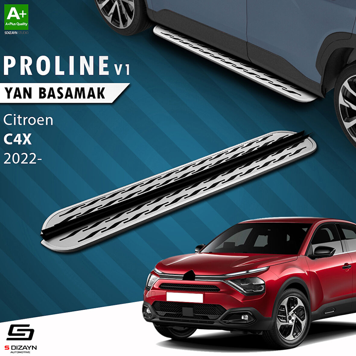 S-Dizayn Citroen C4 X OEM Still Pro V2 Aluminyum Yan Basamak 183 Cm 2022 Üzeri A+ Kalite
