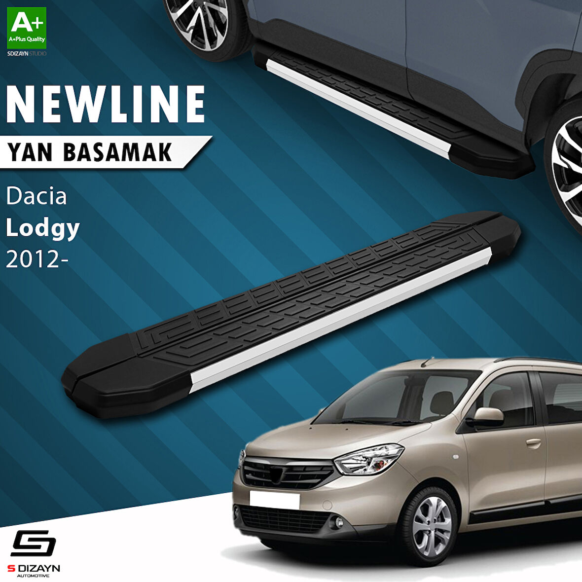 S-Dizayn Dacia Lodgy NewLine Aluminyum Yan Basamak 203 Cm 2012 Üzeri A+ Kalite