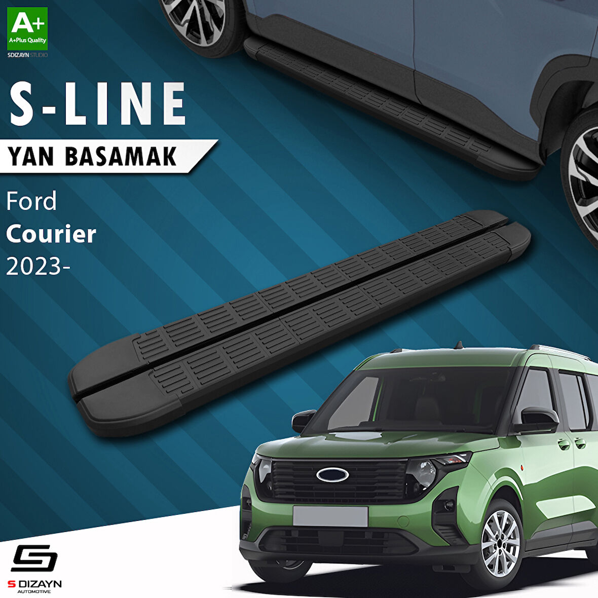 S-Dizayn Ford Courier 2 S-Line Siyah Yan Basamak 183 Cm 2023 Üzeri A+ Kalite