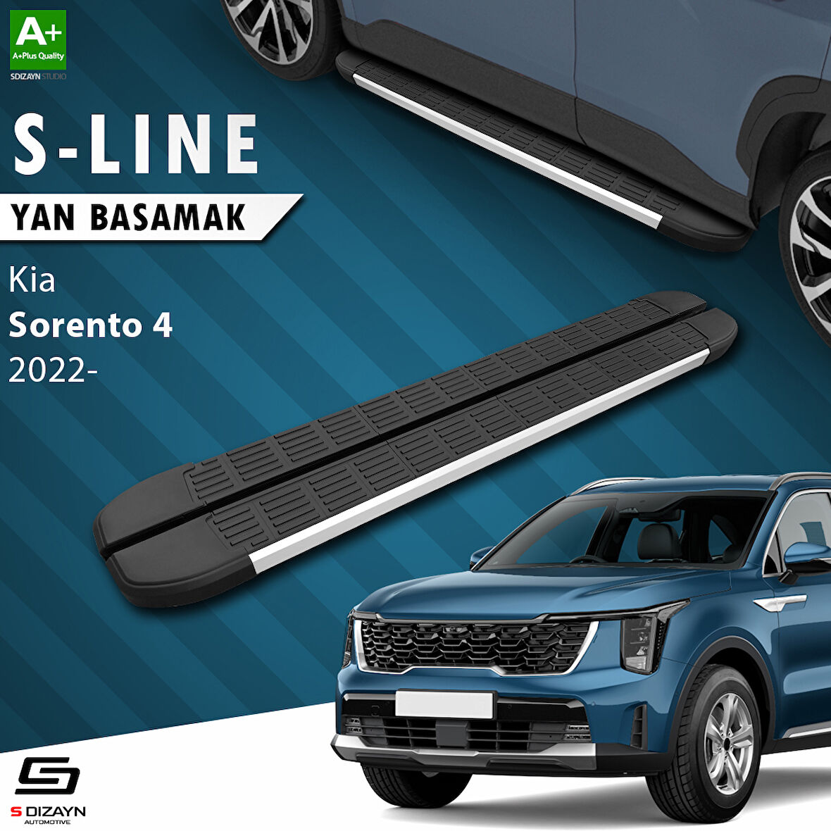 S-Dizayn Kia Sorento 4 S-Line Aluminyum Yan Basamak 183 Cm 2022 Üzeri A+ Kalite