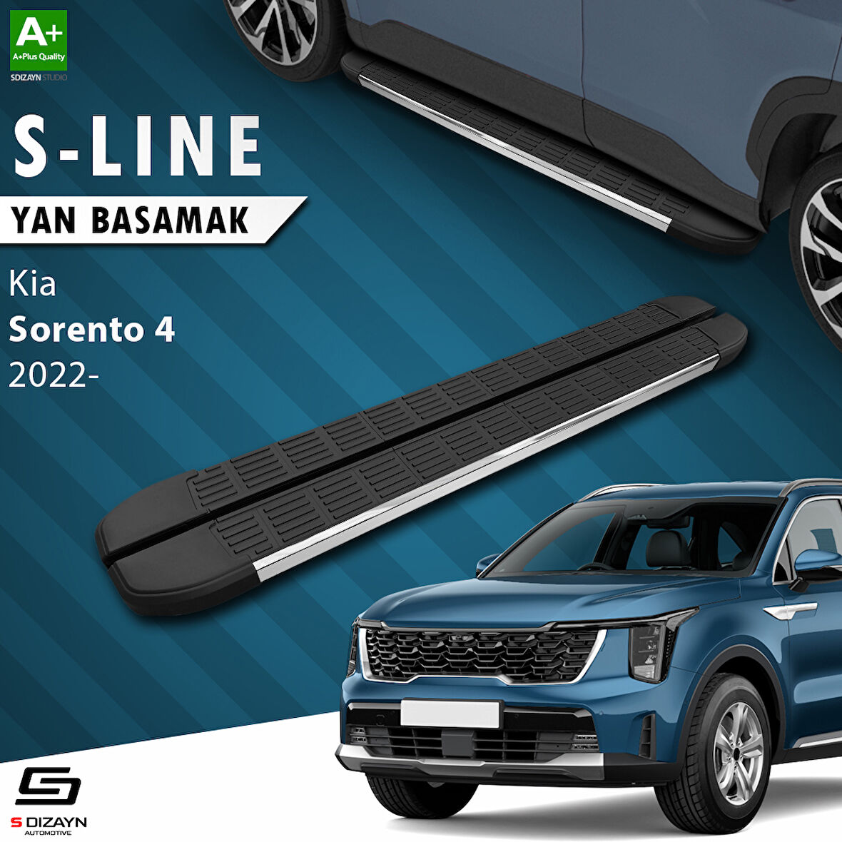 S-Dizayn Kia Sorento 4 S-Line Krom Yan Basamak 183 Cm 2022 Üzeri A+ Kalite