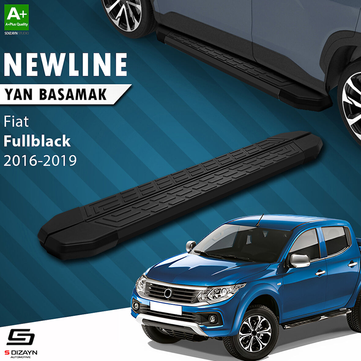 S-Dizayn Fiat Fullback NewLine Siyah Yan Basamak 193 Cm 2016-2019 A+ Kalite