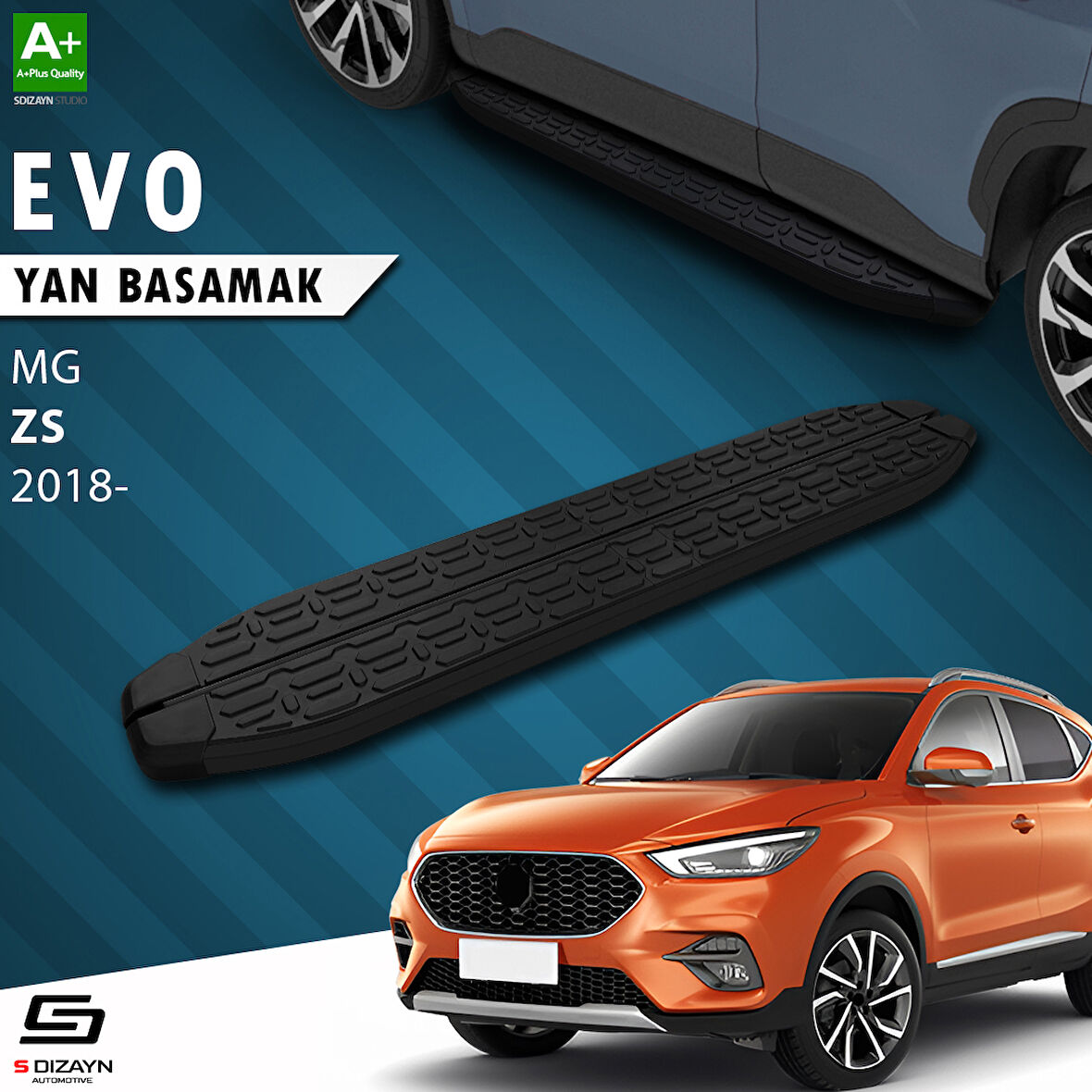 S-Dizayn MG ZS Evo Siyah Yan Basamak 173 Cm 2018 Üzeri A+ Kalite
