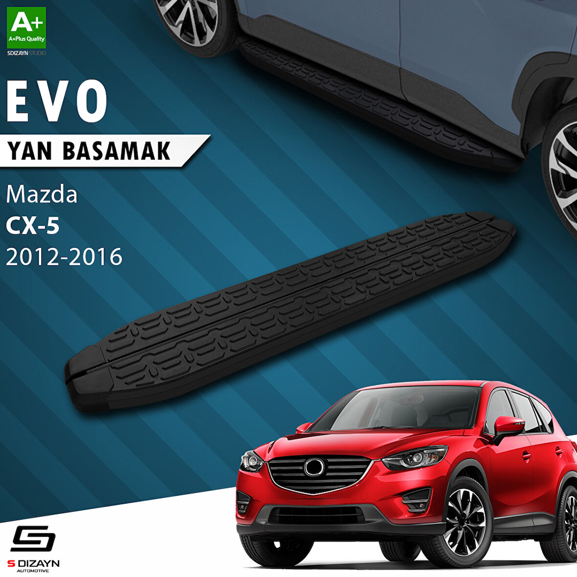 S-Dizayn Mazda CX-5 Evo Siyah Yan Basamak 183 Cm 2012-2016 A+ Kalite