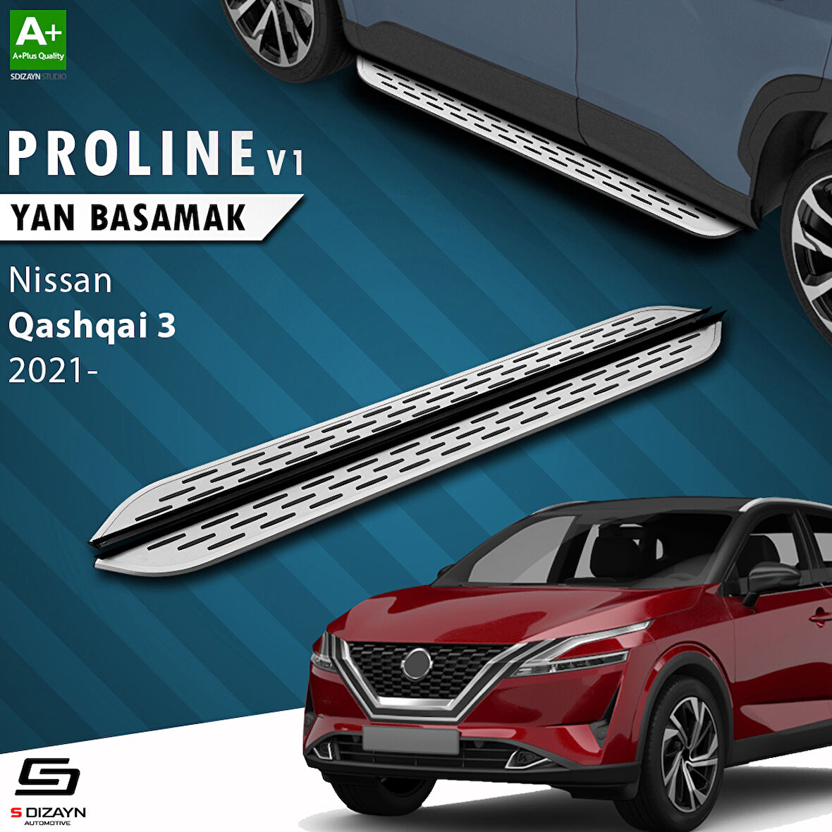 S-Dizayn Nissan Qashqai 3 OEM Still Pro V1 Aluminyum Yan Basamak 173 Cm 2021 Üzeri A+ Kalite