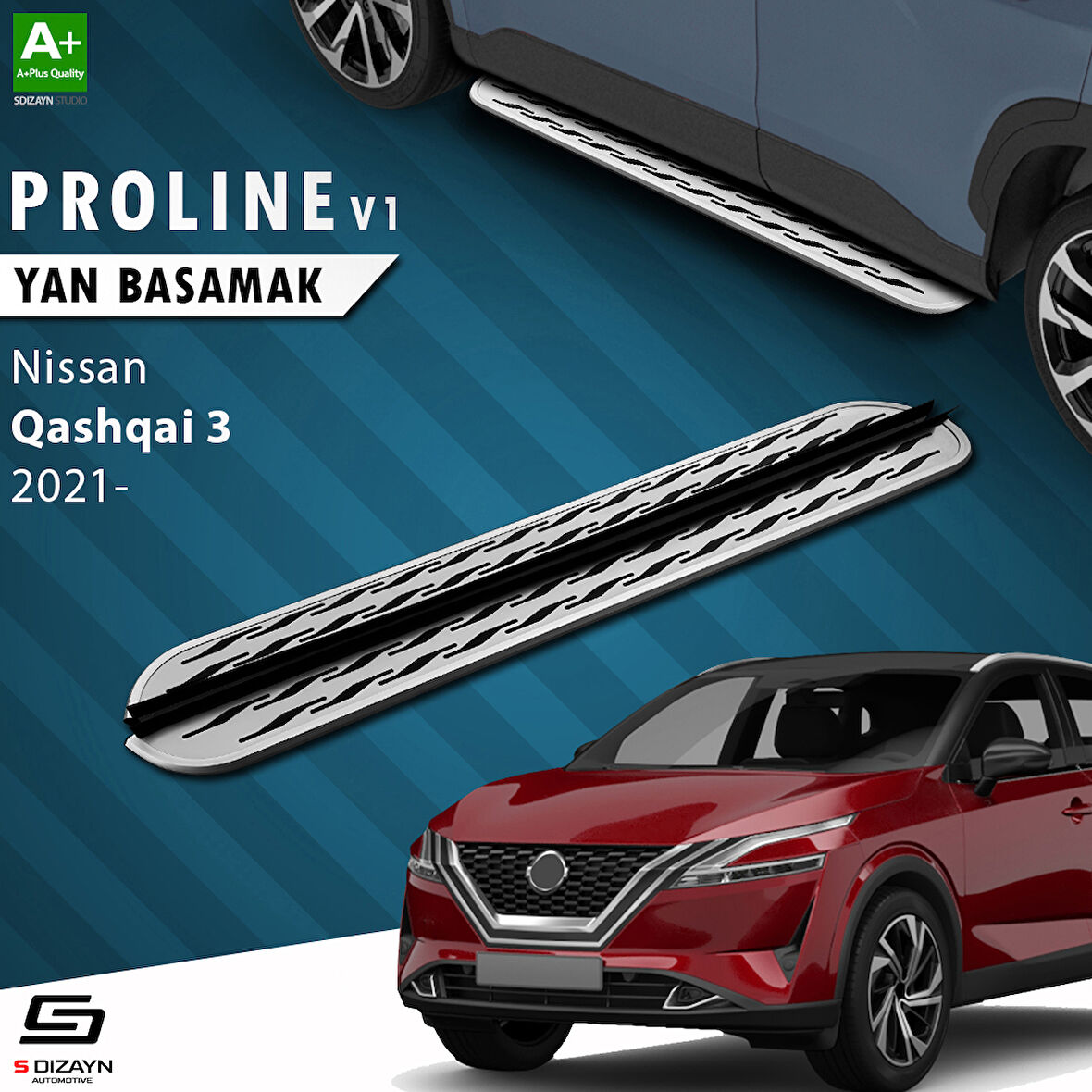 S-Dizayn Nissan Qashqai 3 OEM Still Pro V2 Aluminyum Yan Basamak 173 Cm 2021 Üzeri A+ Kalite