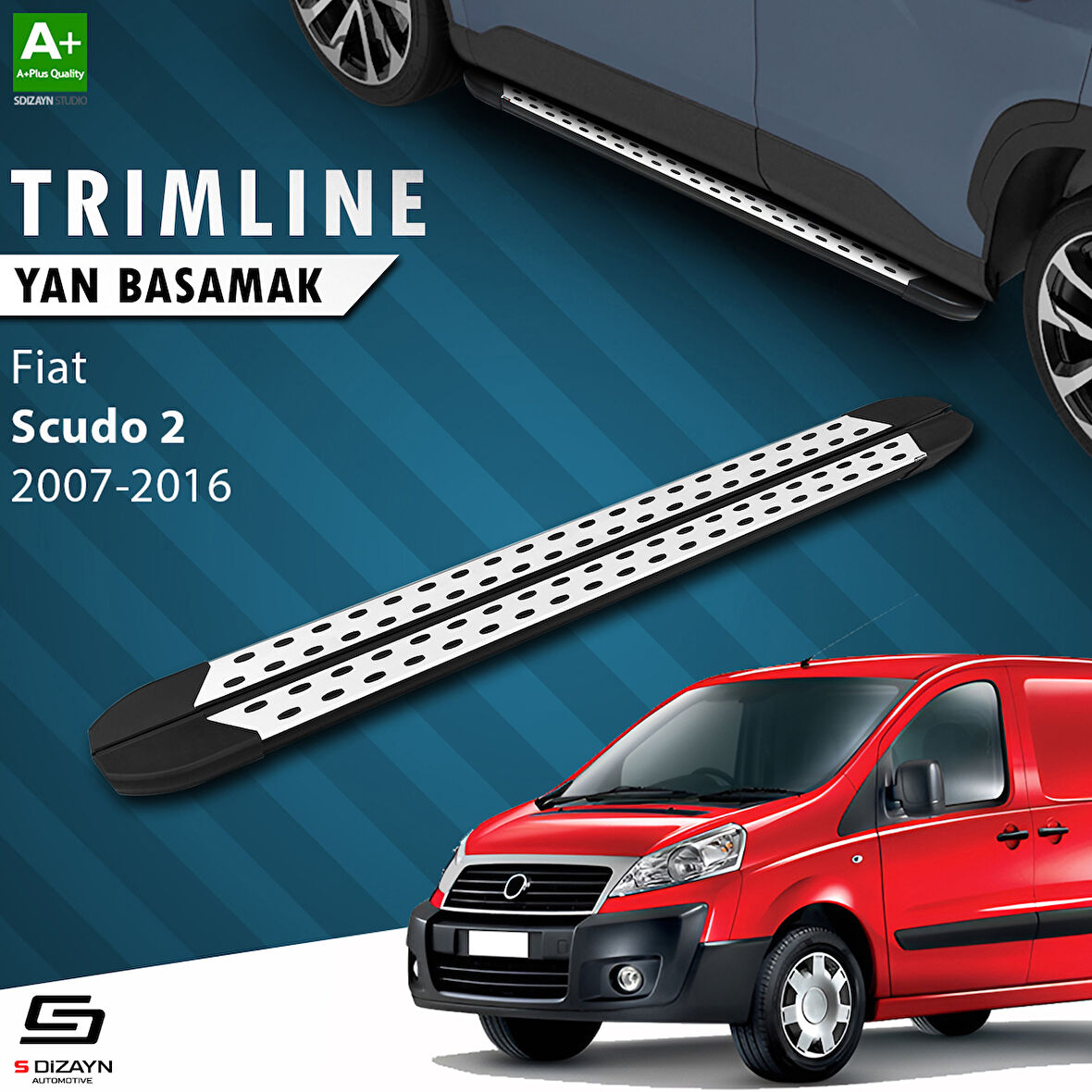 S-Dizayn Fiat Scudo 2 Uzun Şase TrimLine Gri Yan Basamak 230 Cm 2007-2016