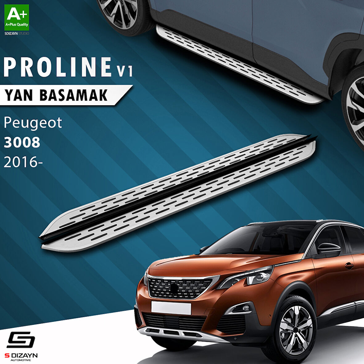 S-Dizayn Peugeot 3008 2 OEM Still Pro V1 Aluminyum Yan Basamak 183 Cm 2016-2023 A+ Kalite