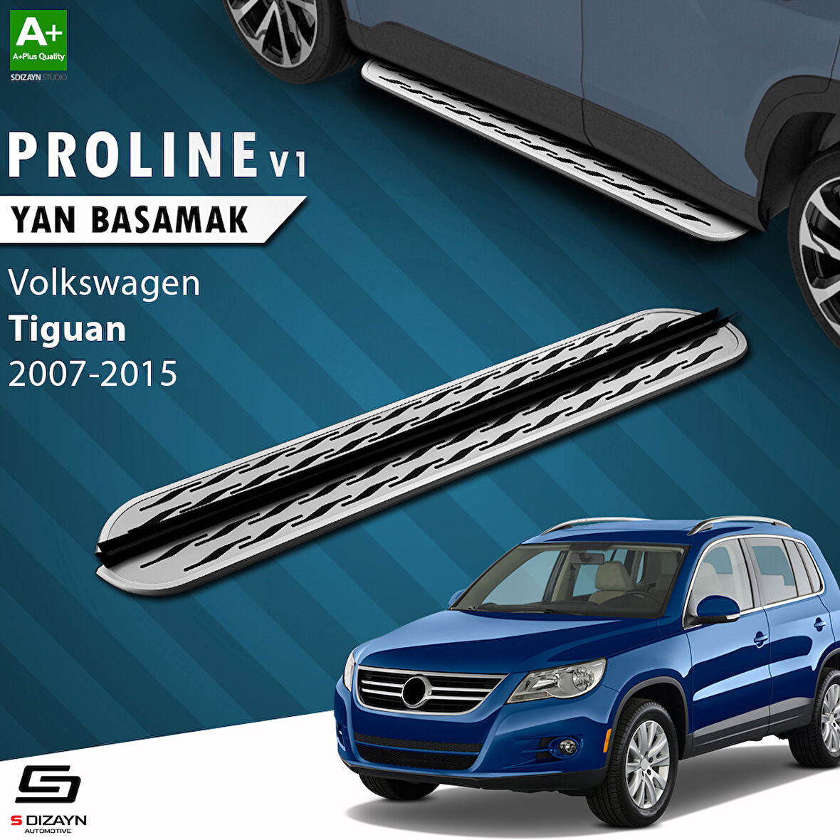 S-Dizayn VW Tiguan OEM Still Pro V2 Aluminyum Yan Basamak 173 Cm 2007-2015 A+ Kalite
