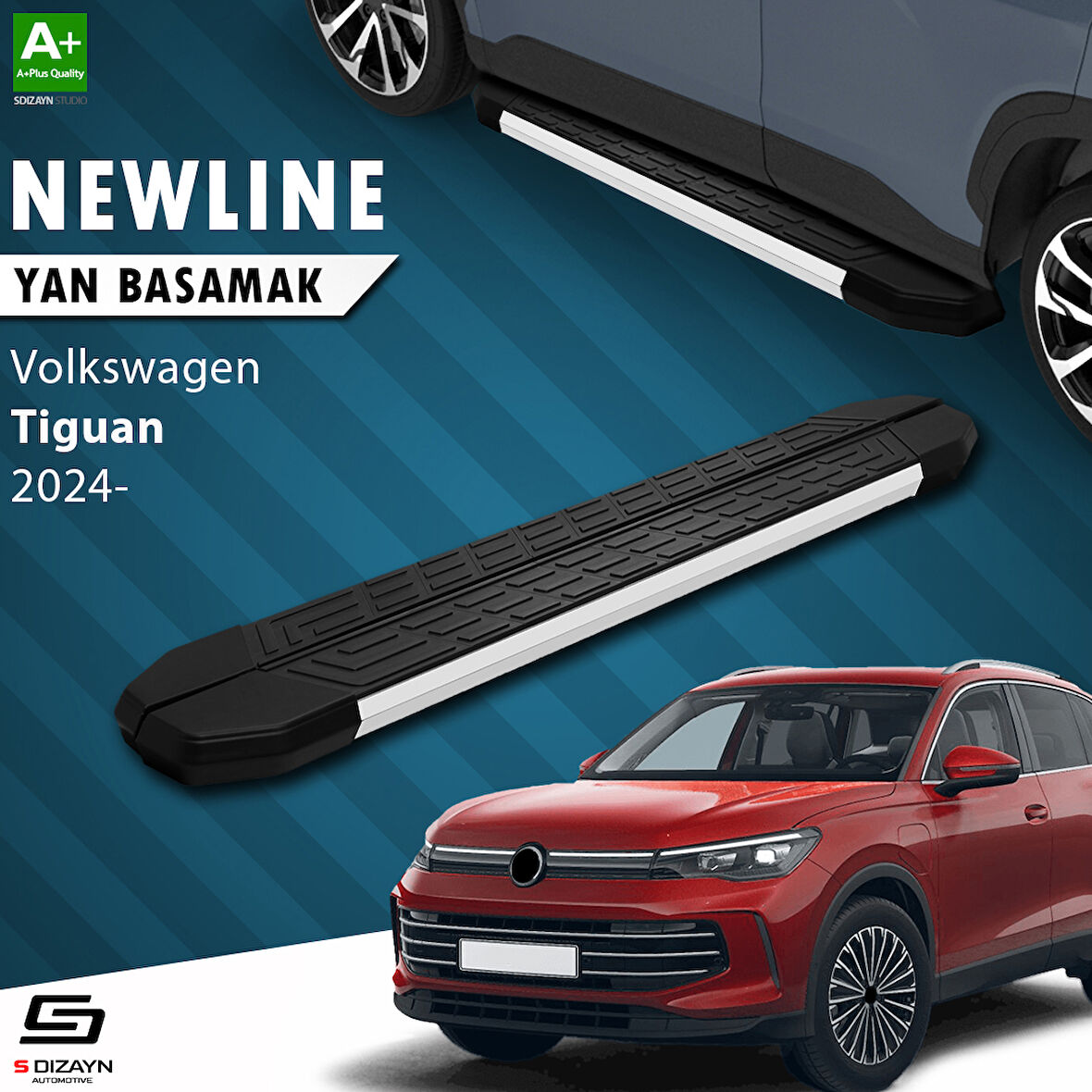 S-Dizayn VW Tiguan 3 NewLine Aluminyum Yan Basamak 183 Cm 2024 Üzeri A+ Kalite