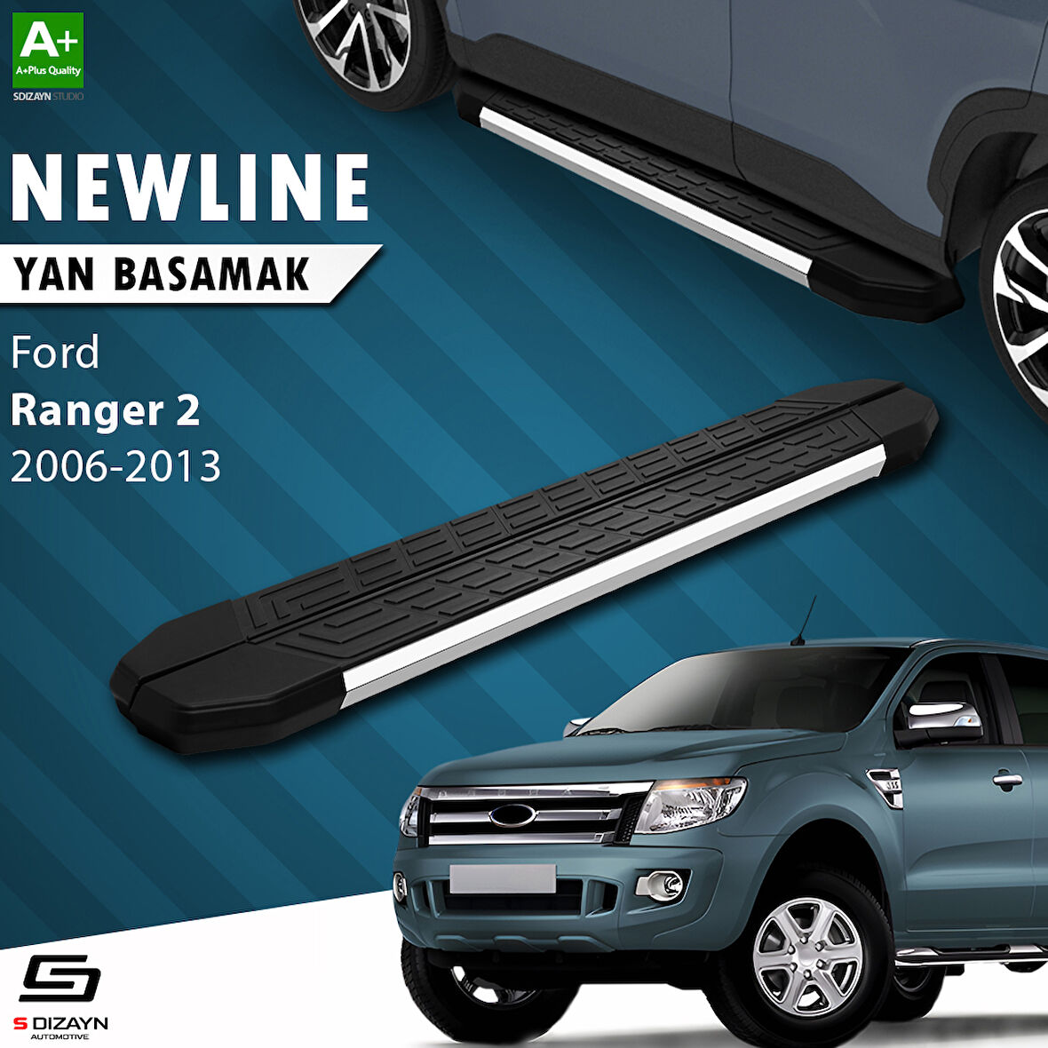 S-Dizayn Ford Ranger 2 NewLine Krom Yan Basamak 193 Cm 2006-2013 A+ Kalite