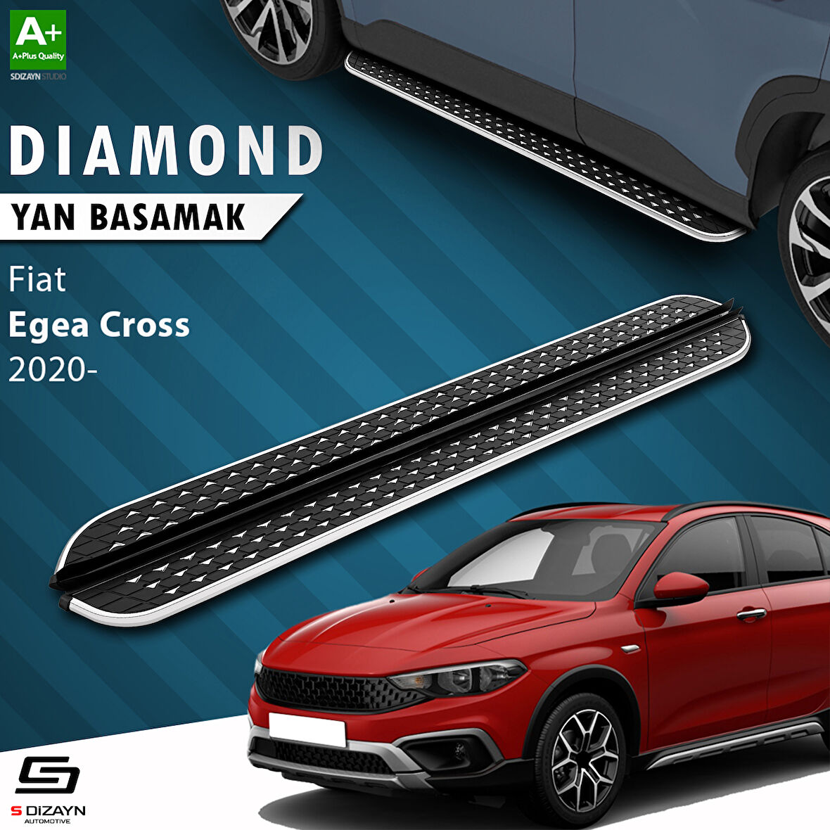 S-Dizayn Fiat Egea Cross Diamond Krom Yan Basamak 183 Cm 2020 Üzeri A+ Kalite