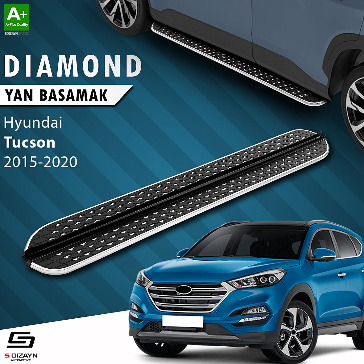 S-Dizayn Hyundai Tucson 3 Diamond Krom Yan Basamak 173 Cm 2015-2020 A+ Kalite