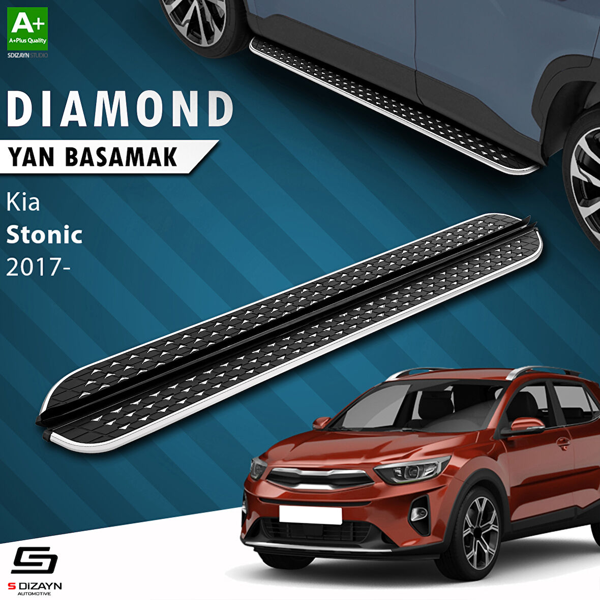 S-Dizayn Kia Stonic Diamond Krom Yan Basamak 173 Cm 2017 Üzeri A+ Kalite