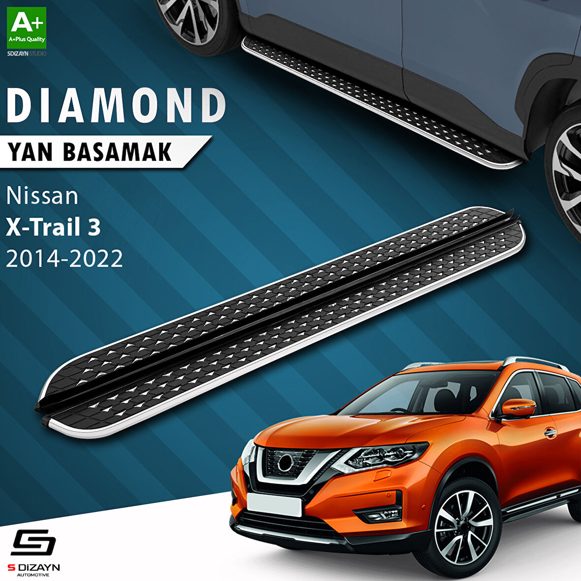 S-Dizayn Nissan X-Trail T32 Diamond Krom Yan Basamak 183 Cm 2014-2022 A+ Kalite