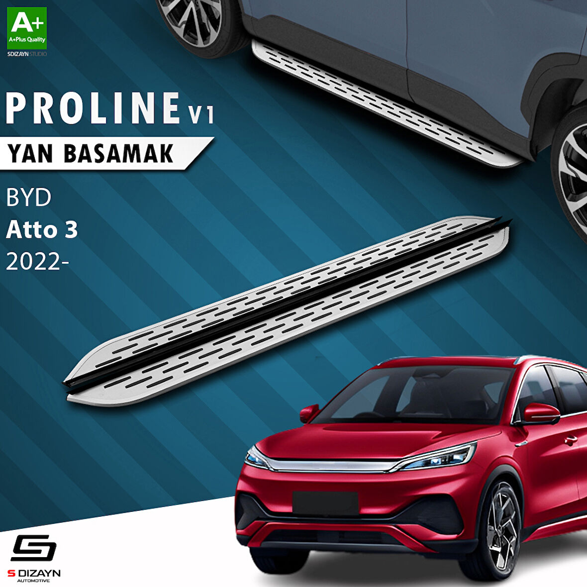 S-Dizayn BYD Atto 3 OEM Still Pro V1 Aluminyum Yan Basamak 183 Cm 2022 Üzeri