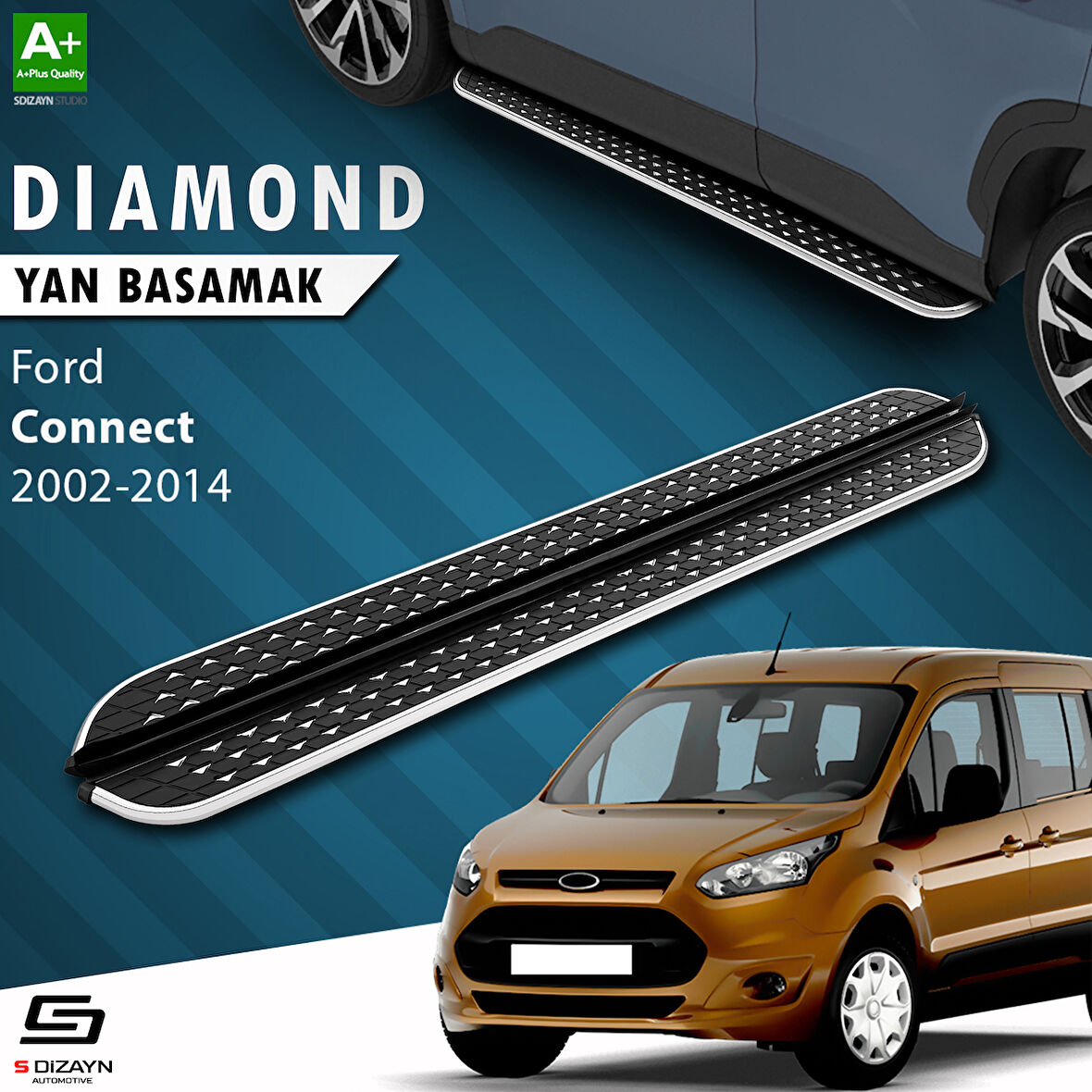 S-Dizayn Ford Connect Diamond Krom Yan Basamak 183 Cm 2002-2014 A+ Kalite