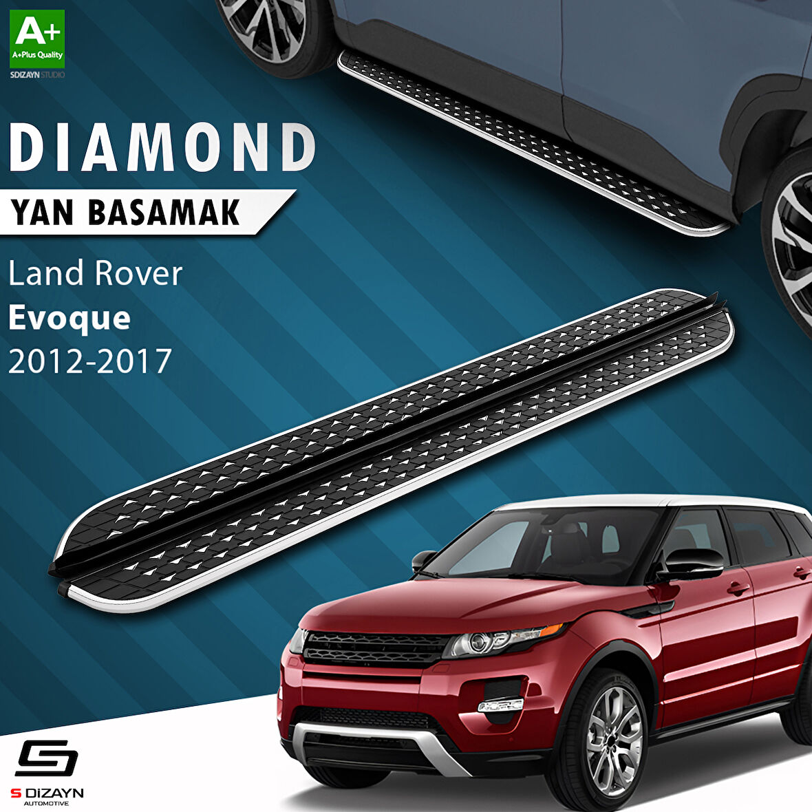 S-Dizayn Land Rover Range Rover Evoque Diamond Krom Yan Basamak 173 Cm 2012-2017 A+ Kalite