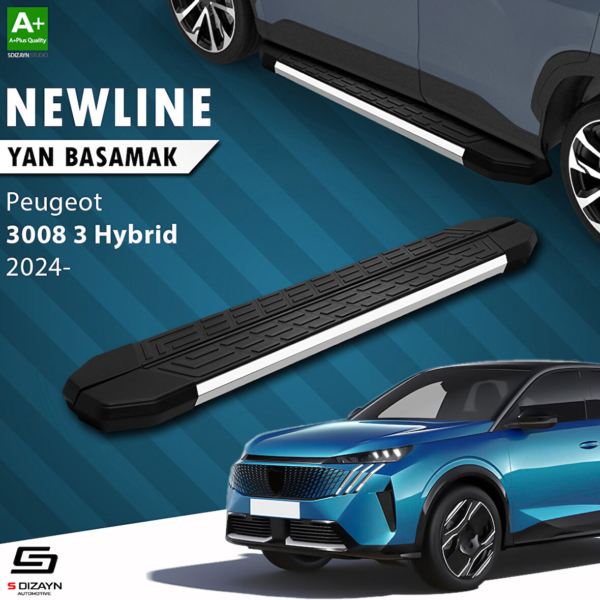 S-Dizayn Peugeot 3008 3 Hybrid NewLine Krom Yan Basamak 183 Cm 2024 Üzeri A+ Kalite