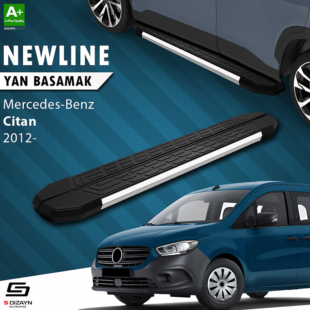 S-Dizayn Mercedes Citan NewLine Krom Yan Basamak 193 Cm 2012-2021 A+ Kalite