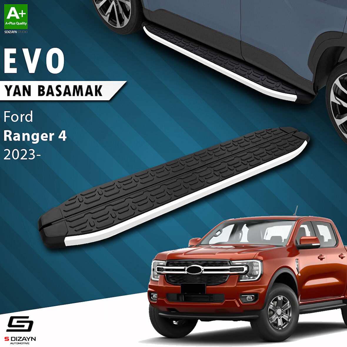 S-Dizayn Ford Ranger 4 Evo Aluminyum Yan Basamak 203 Cm 2023 Üzeri A+ Kalite