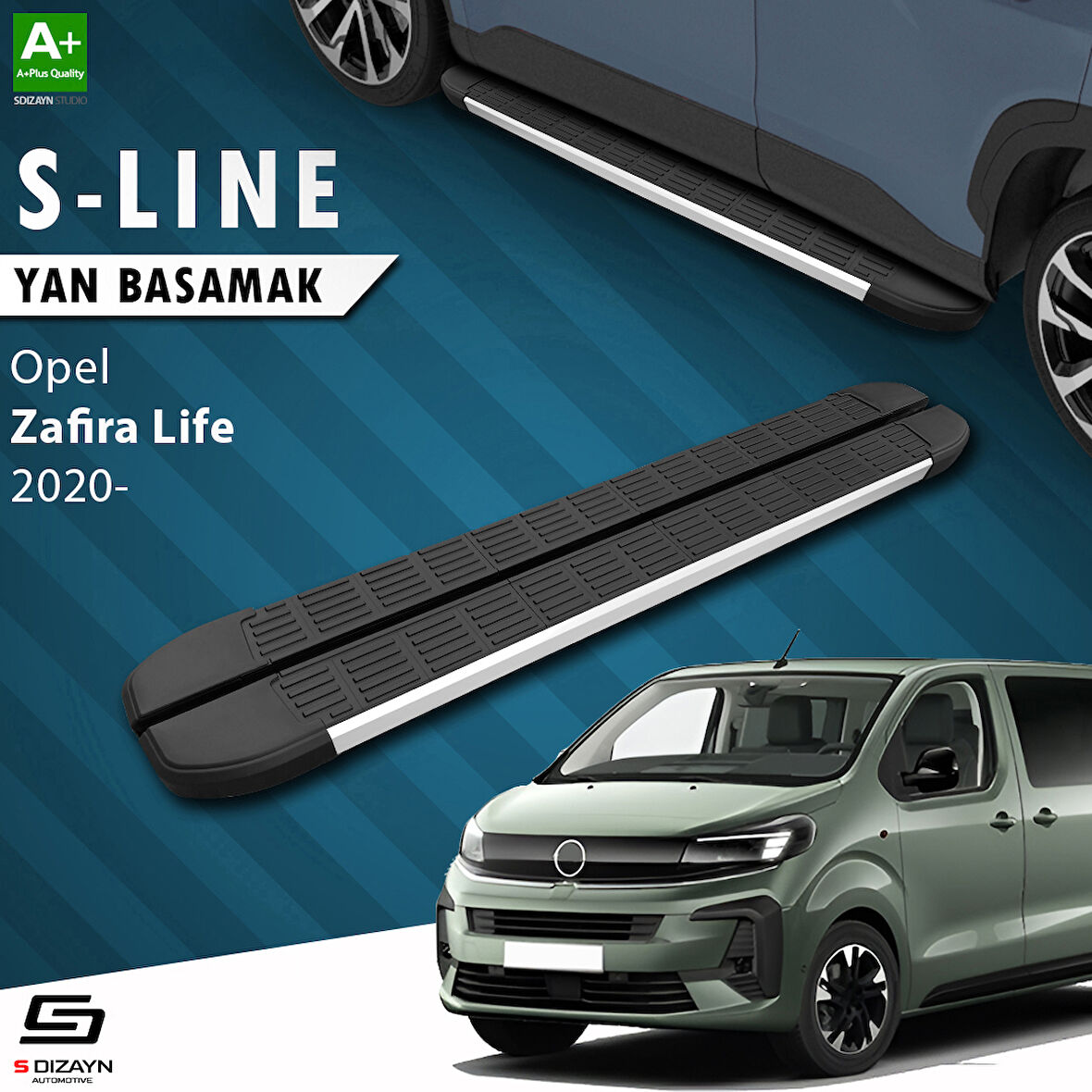 S-Dizayn Opel Zafira Life Kısa Şase S-Line Aluminyum Yan Basamak 213 Cm 2020 Üzeri A+ Kalite