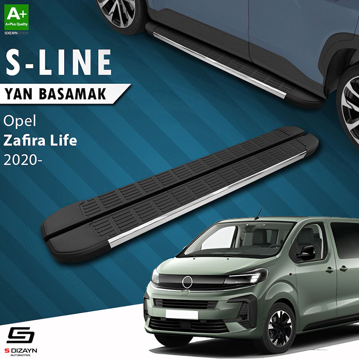 S-Dizayn Opel Zafira Life Kısa Şase S-Line Krom Yan Basamak 213 Cm 2020 Üzeri A+ Kalite
