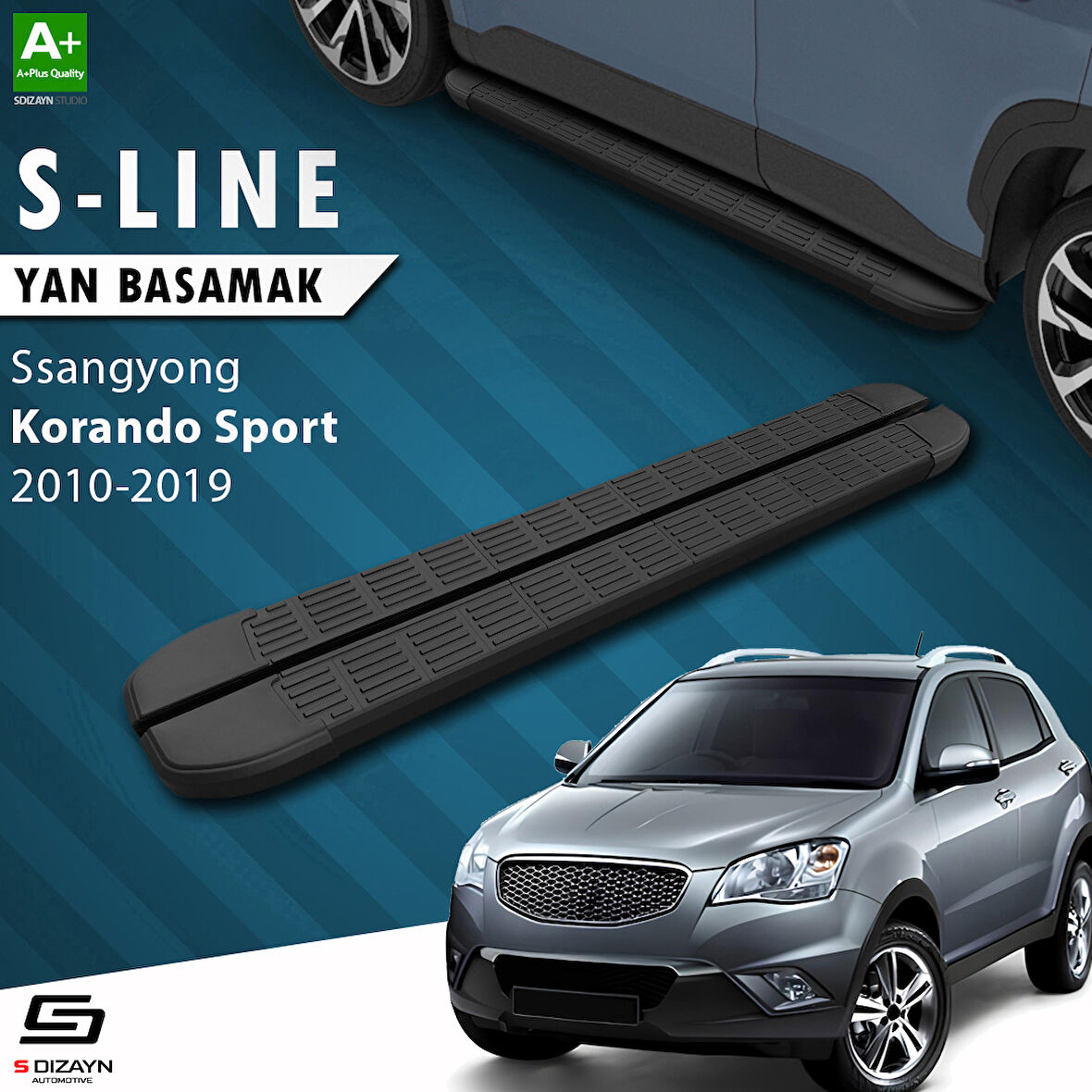 S-Dizayn Ssangyong Korando Sport S-Line Siyah Yan Basamak 203 Cm 2010-2019 A+ Kalite