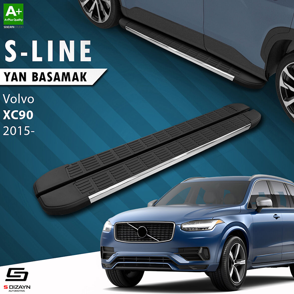 S-Dizayn Volvo XC90 2 S-Line Krom Yan Basamak 193 Cm 2015 Üzeri