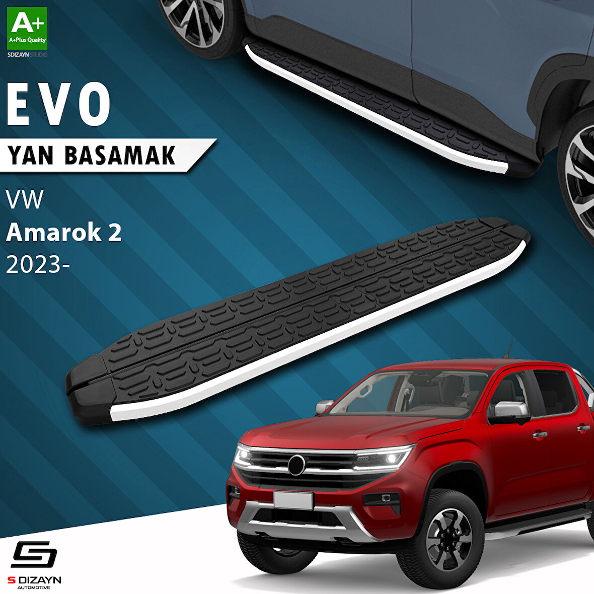 S-Dizayn VW Amarok 2 Evo Aluminyum Yan Basamak 203 Cm 2023 Üzeri A+ Kalite