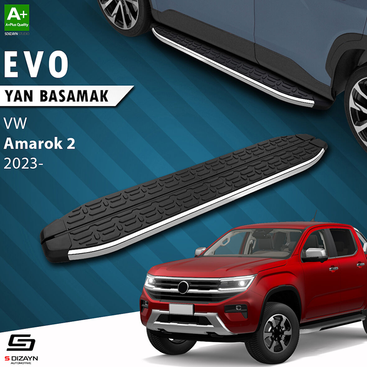 S-Dizayn VW Amarok 2 Evo Krom Yan Basamak 203 Cm 2023 Üzeri A+ Kalite