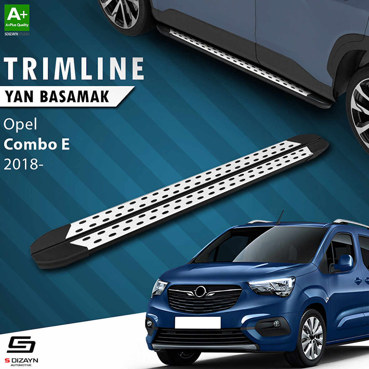 S-Dizayn Opel Combo E Uzun Şase TrimLine Gri Yan Basamak 220 Cm 2018 Üzeri A+ Kalite