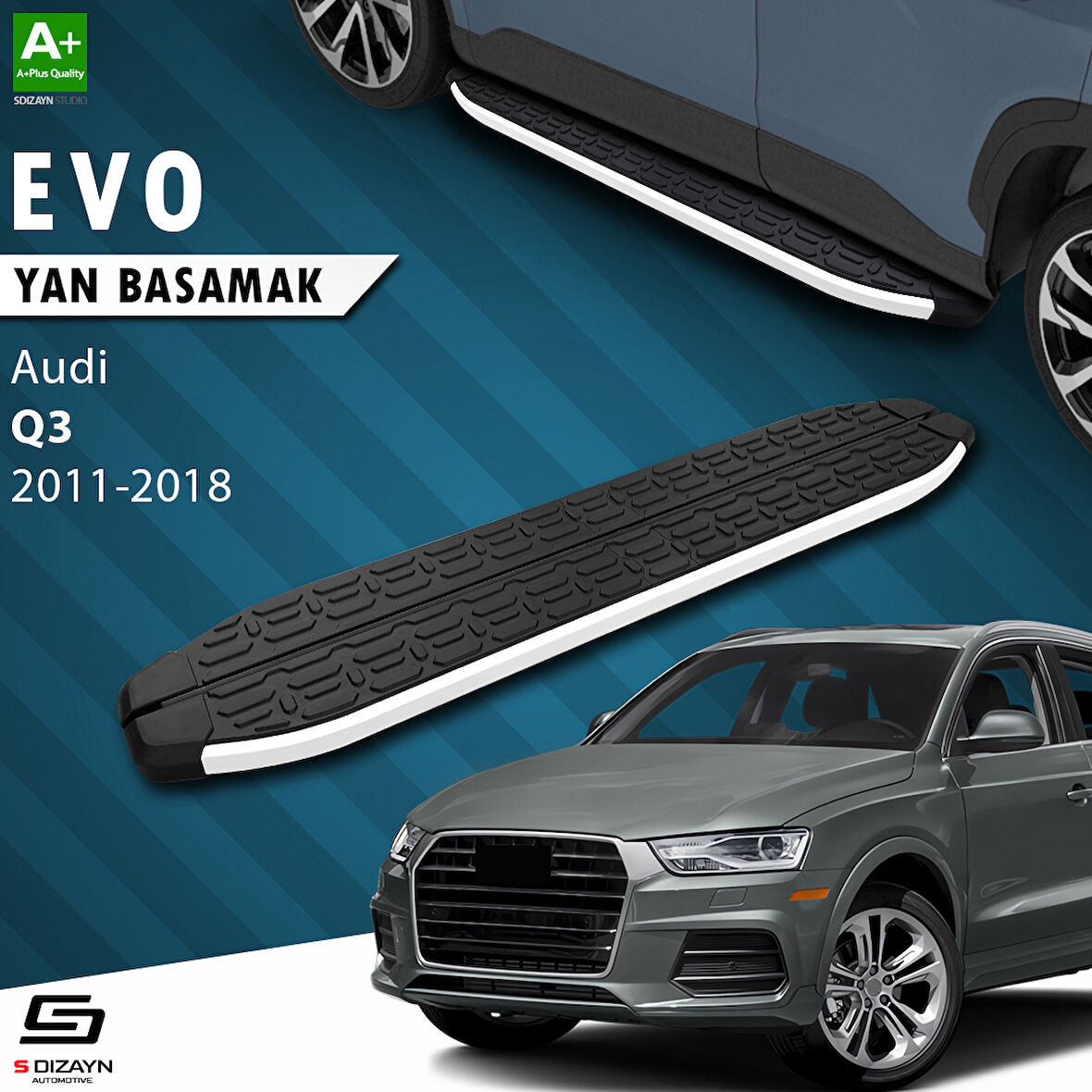 S-Dizayn Audi Q3 8U Evo Aluminyum Yan Basamak 173 Cm 2011-2018 A+ Kalite