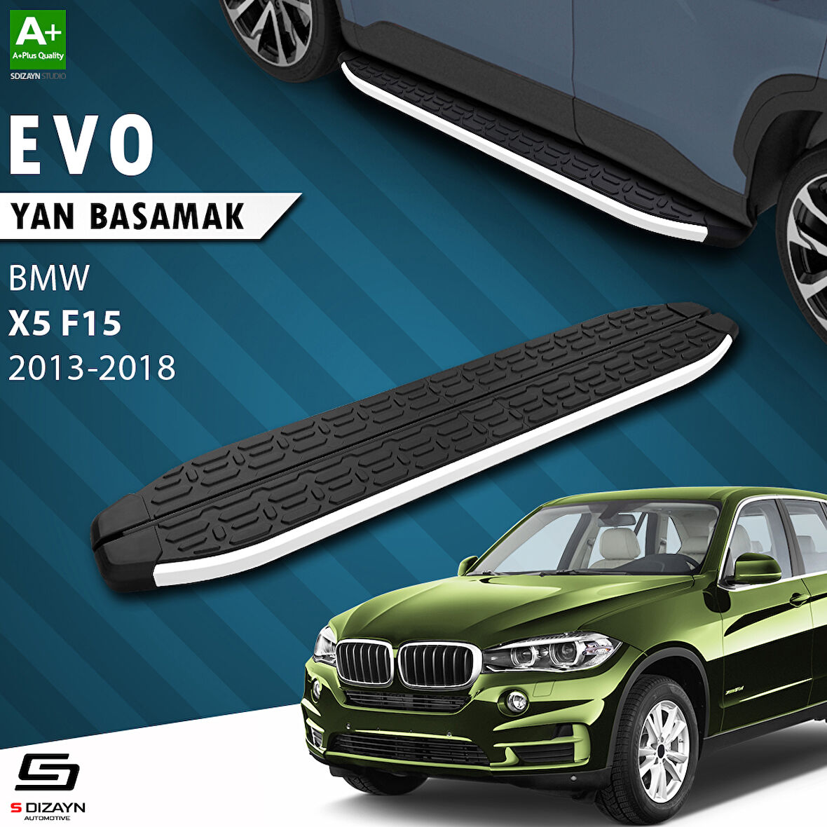 S-Dizayn Bmw X5 F15 Evo Aluminyum Yan Basamak 193 Cm 2013-2018 A+ Kalite