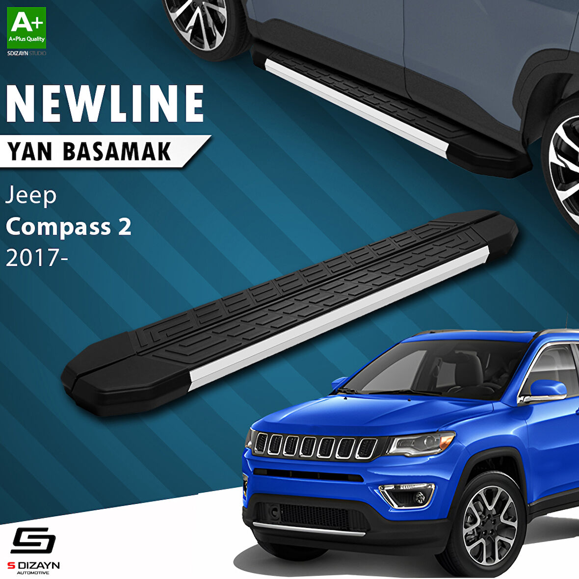 S-Dizayn Jeep Compass 2 NewLine Aluminyum Yan Basamak 173 Cm 2017 Üzeri A+ Kalite
