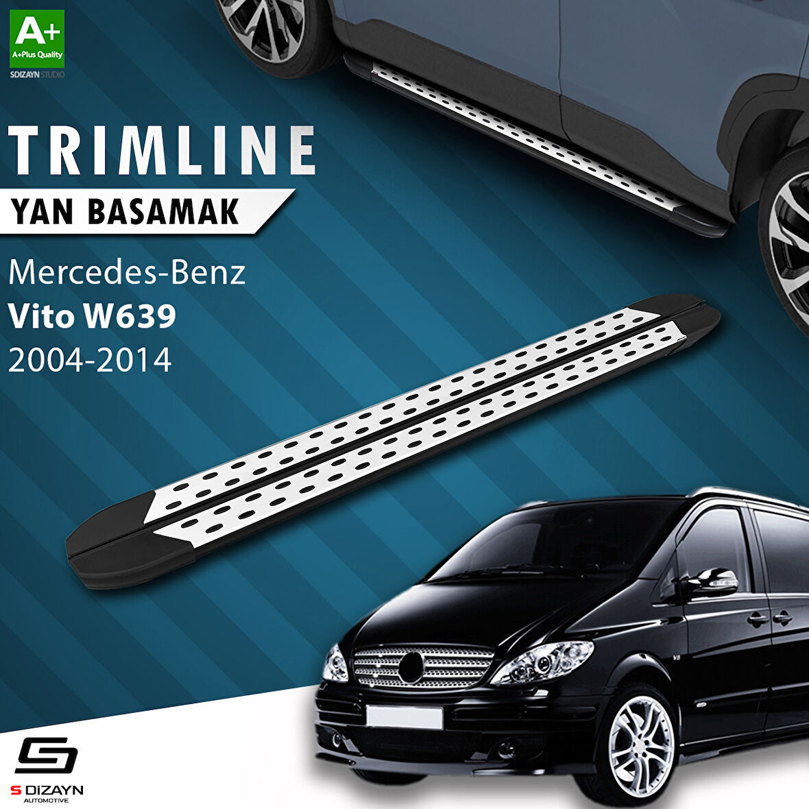 S-Dizayn Mercedes Vito W639 Kısa Şase TrimLine Gri Yan Basamak 238 Cm 2004-2014 A+ Kalite