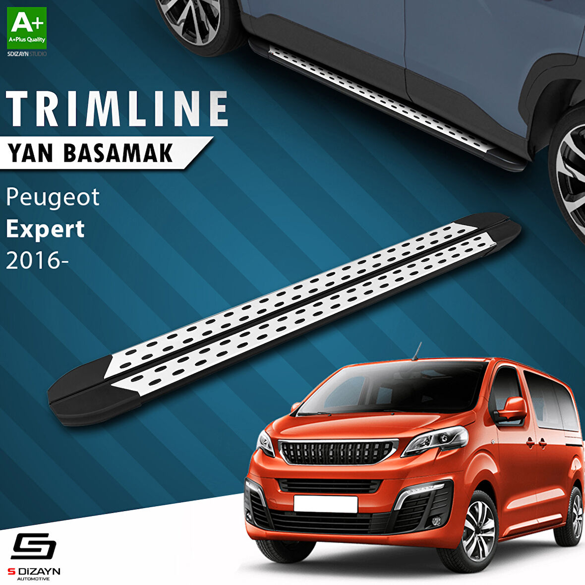 S-Dizayn Peugeot Expert 3 Kısa Şase TrimLine Gri Yan Basamak 213 Cm 2016 Üzeri A+ Kalite