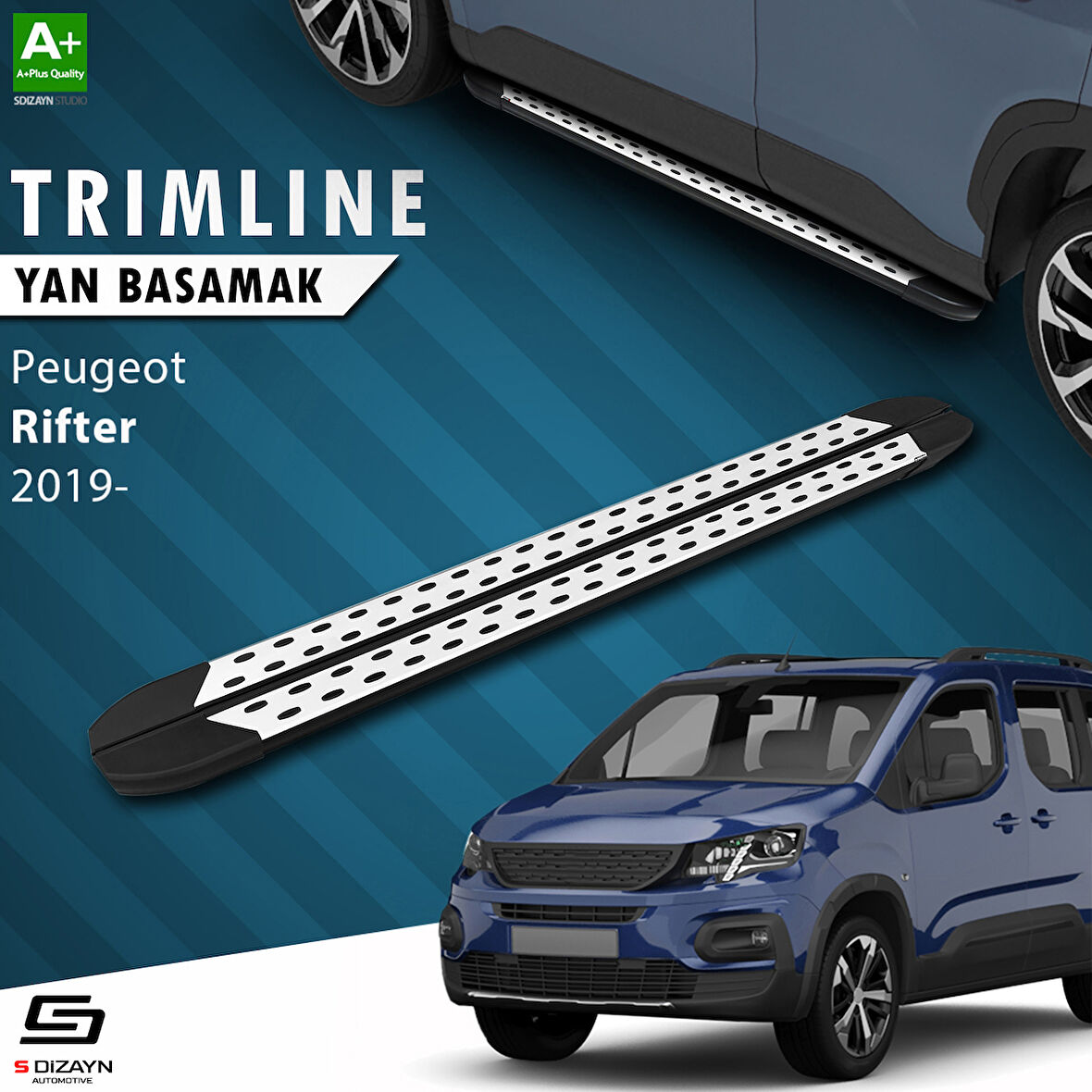 S-Dizayn Peugeot Rifter TrimLine Gri Yan Basamak 202 Cm 2019 Üzeri A+ Kalite