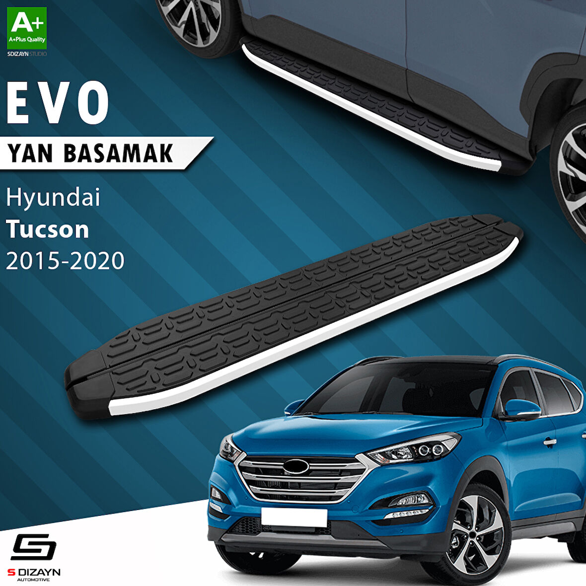 S-Dizayn Hyundai Tucson 3 Evo Aluminyum Yan Basamak 173 Cm 2015-2020 A+ Kalite