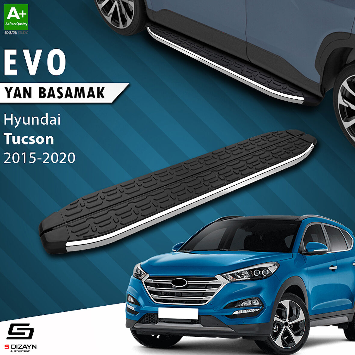 S-Dizayn Hyundai Tucson 3 Evo Krom Yan Basamak 173 Cm 2015-2020 A+ Kalite