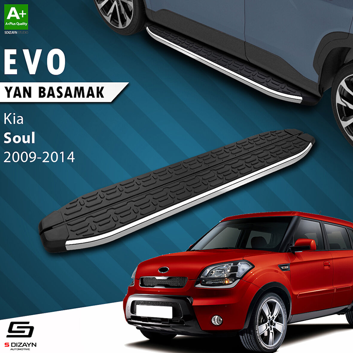 S-Dizayn Kia Soul Evo Krom Yan Basamak 173 Cm 2009-2014 A+ Kalite