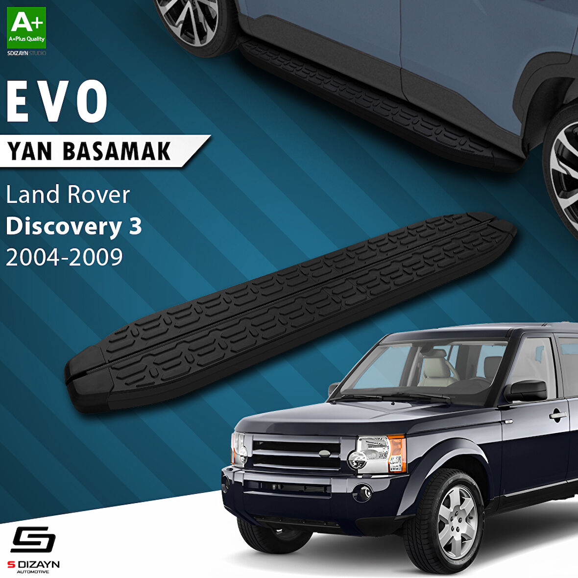 S-Dizayn Land Rover Discovery 3 Evo Siyah Yan Basamak 193 Cm 2004-2009 A+ Kalite