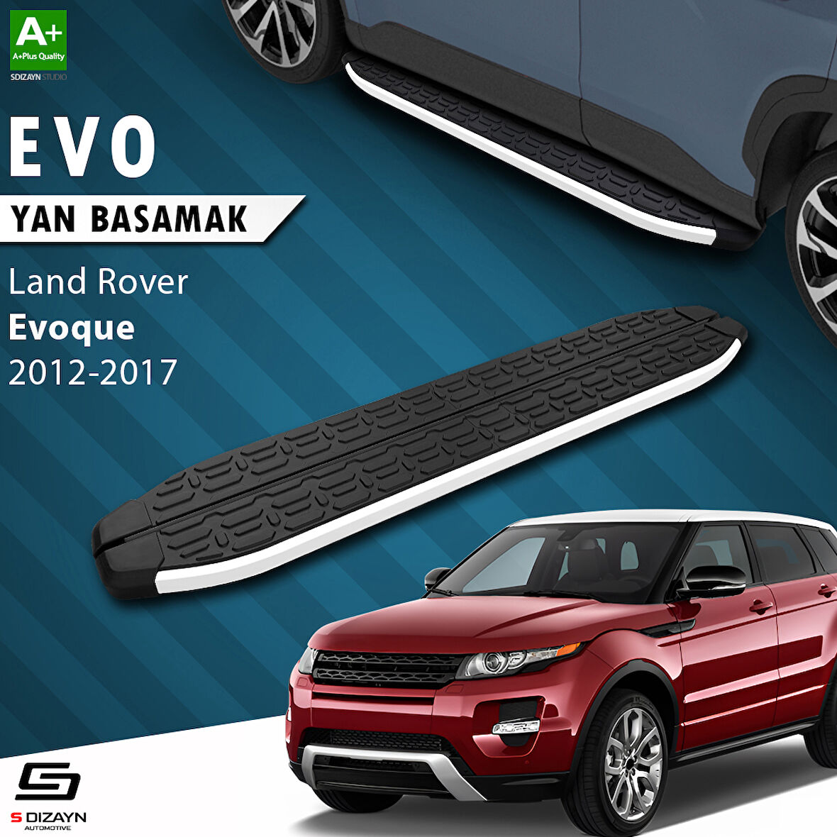 S-Dizayn Land Rover Range Rover Evoque Evo Aluminyum Yan Basamak 173 Cm 2012-2017 A+ Kalite