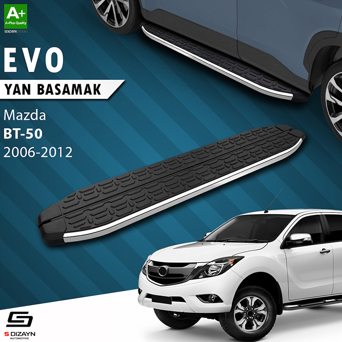 S-Dizayn Mazda BT-50 Pick-Up Evo Krom Yan Basamak 193 Cm 2006-2012 A+ Kalite