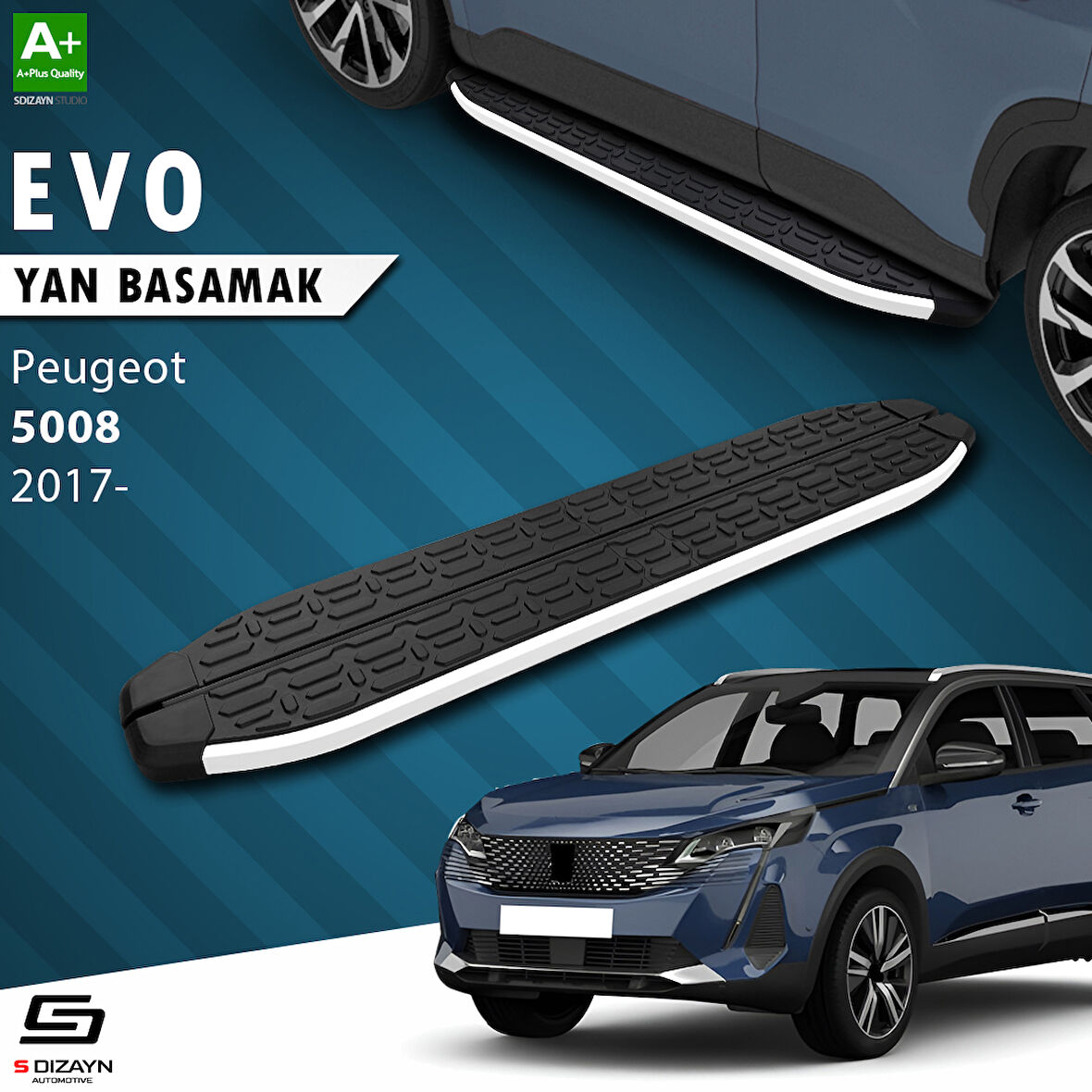 S-Dizayn Peugeot 5008 2 Evo Aluminyum Yan Basamak 203 Cm 2017-2023 A+ Kalite
