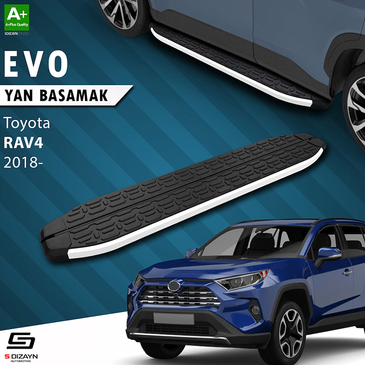 S-Dizayn Toyota RAV 4 5 Evo Aluminyum Yan Basamak 173 Cm 2018 Üzeri A+ Kalite