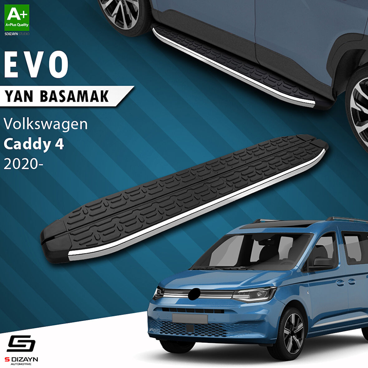 S-Dizayn VW Caddy 4 Evo Krom Yan Basamak 193 Cm 2020 Üzeri A+ Kalite