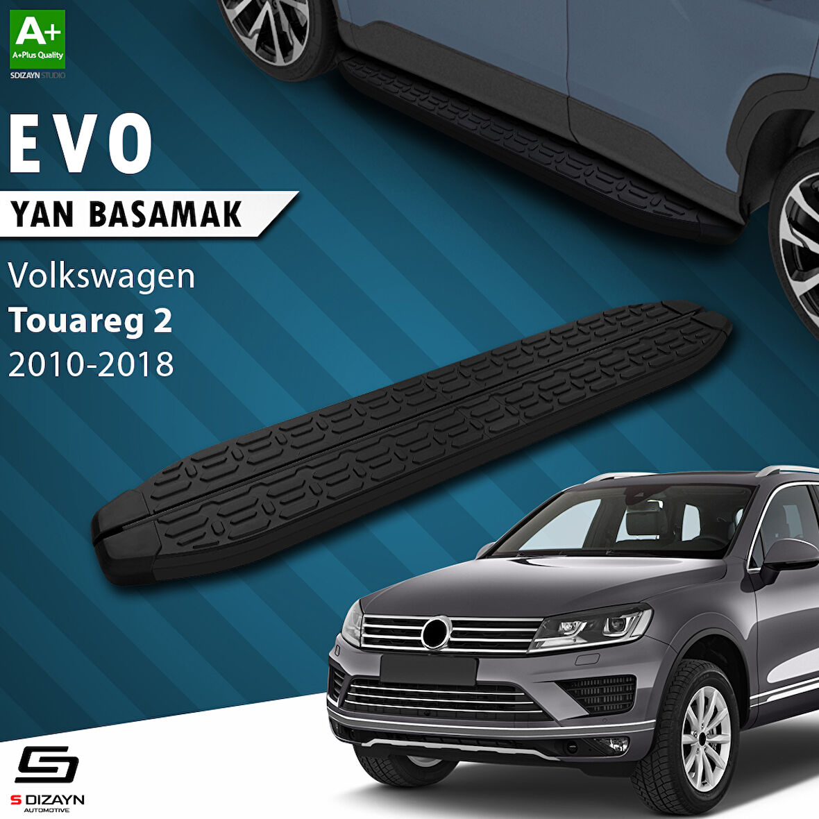 S-Dizayn VW Touareg 2 Evo Siyah Yan Basamak 193 Cm 2010-2018 A+ Kalite